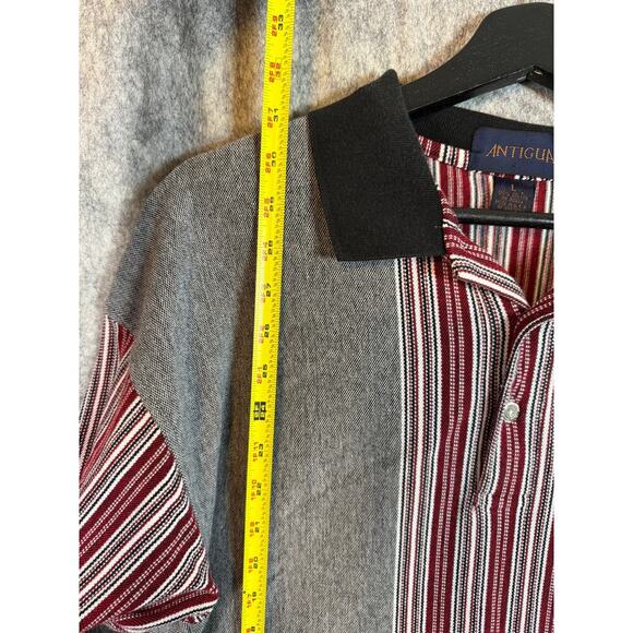 Vintage 90s Antigua Chicago Bulls Gray Striped Polo Made In USA - Large - Picture 8 of 8